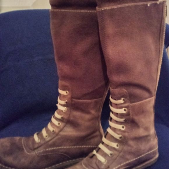 Rare Hippie Tall Brown riding Boot's genuine leather with canvas and zipper - Picture 11 of 11